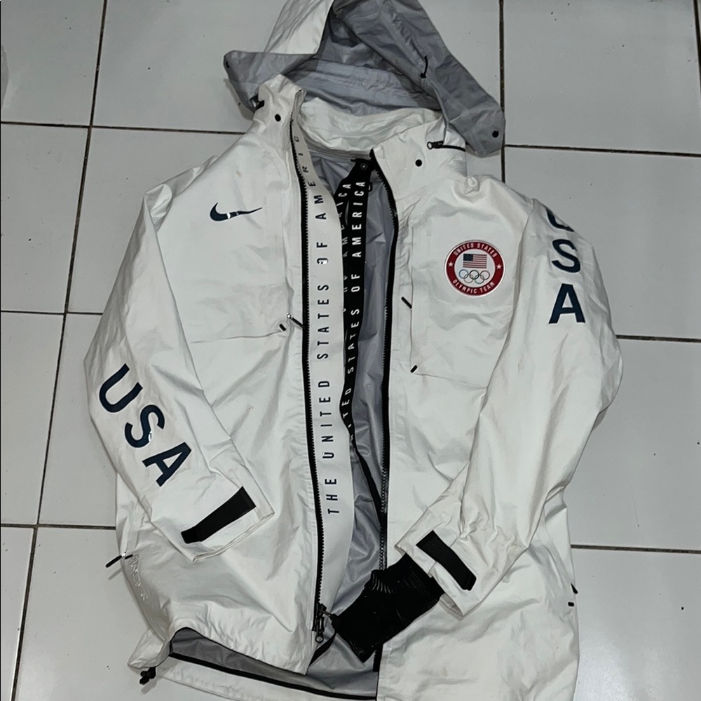 Nike White Performance Jacket with USA Branding